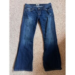 BKE Star Stretch Flare Leg Jeans Dark Wash Distressed Low Rise 29x31